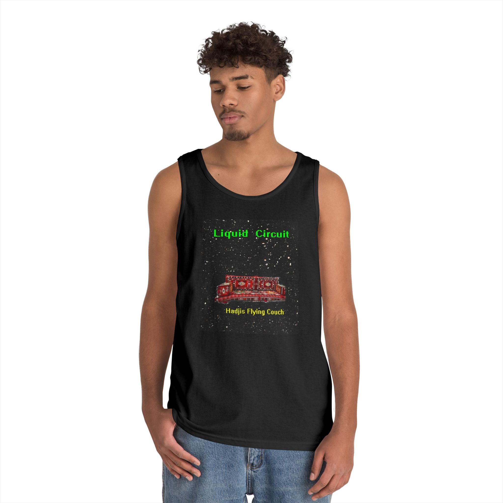 Tank Top — Retro 'Liquid Circuit: Helix Flying Couch' Sci‑Fi Graphic