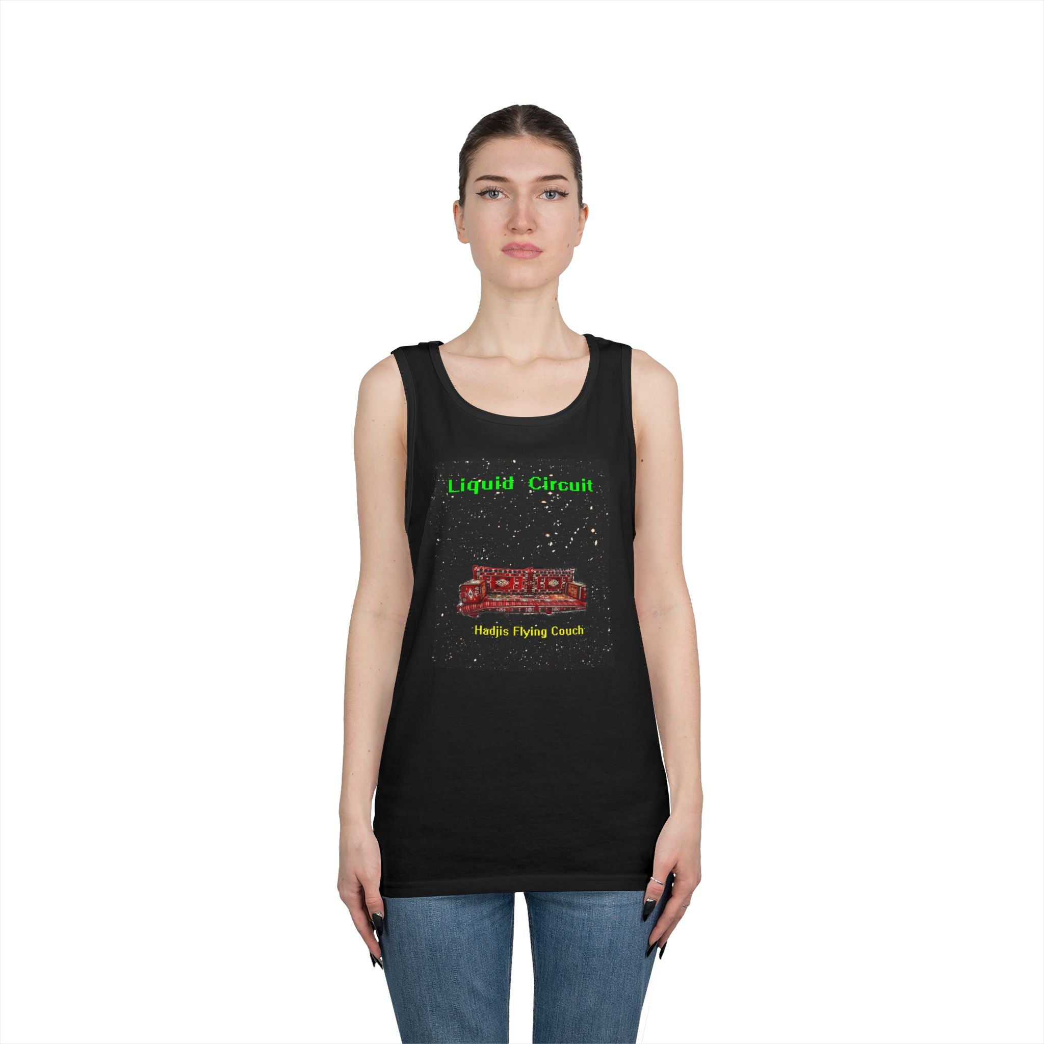 Tank Top — Retro 'Liquid Circuit: Helix Flying Couch' Sci‑Fi Graphic