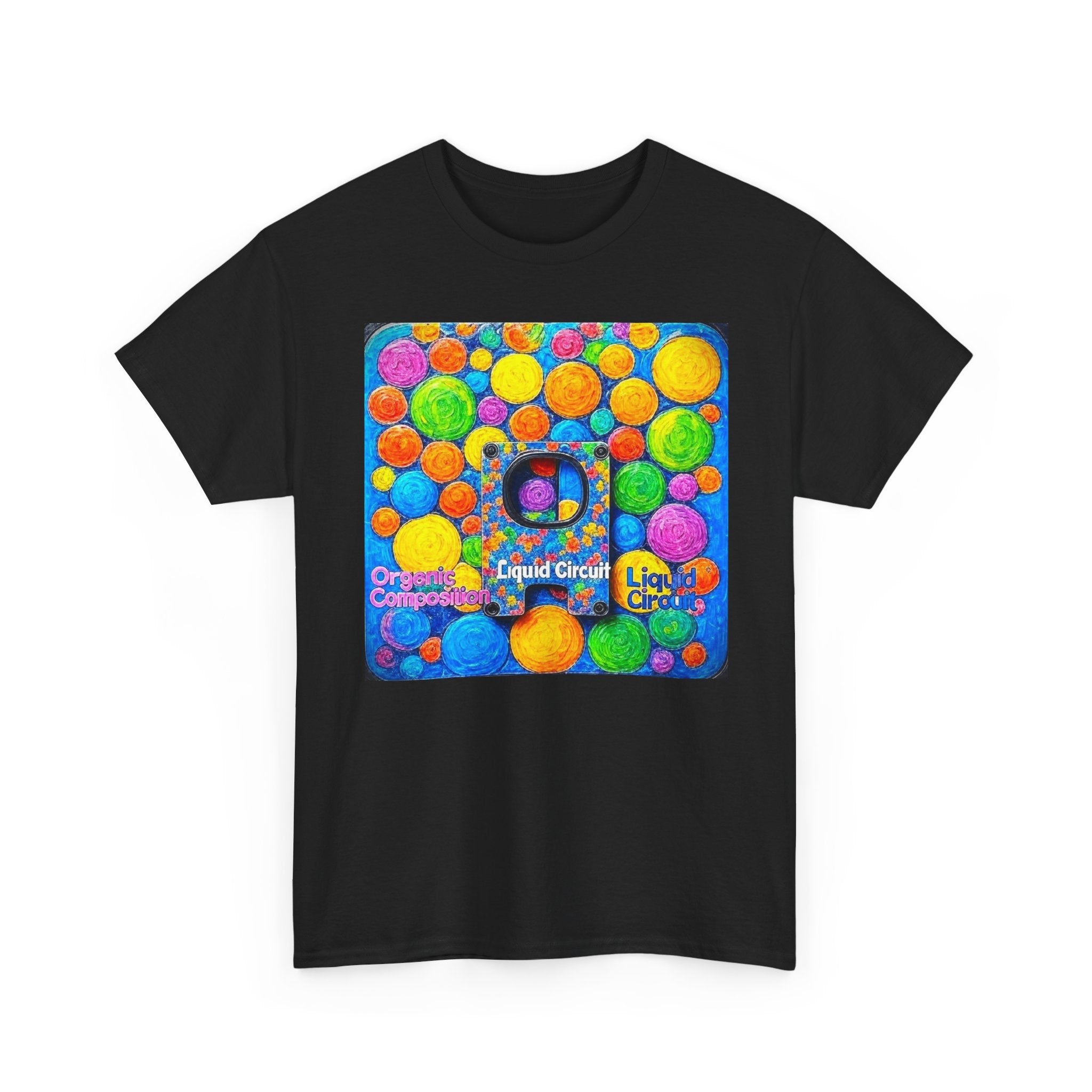 Liquid Circuit 'Organic Composition' Colorful Bubble Pop Tee — Vibrant Multicolor Ball Pattern T-Shirt