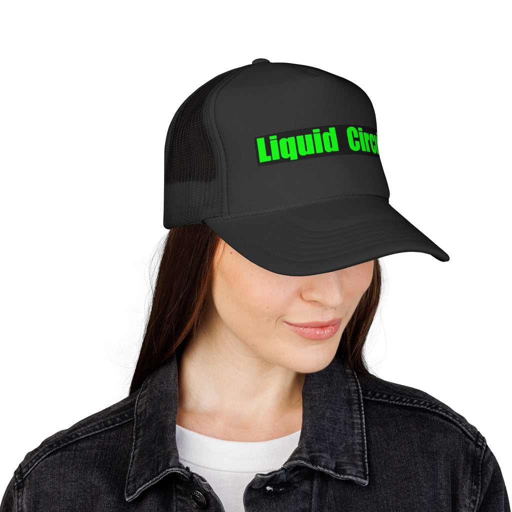 Liquid Circuit Trucker Cap - Neon Green Retro Tech Mesh Hat
