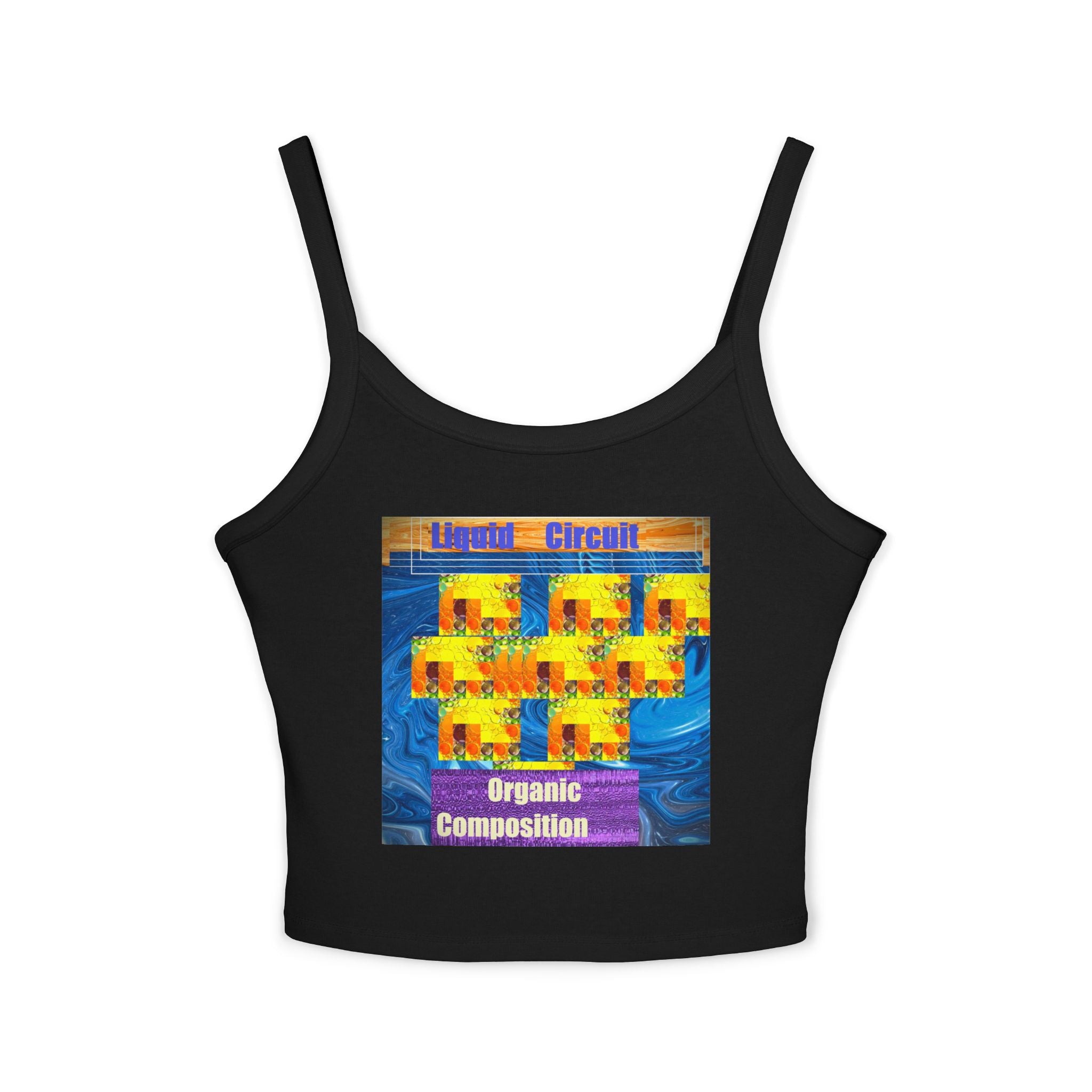 Spaghetti Tank Top — "Liquid Circuit" Organic Composition Graphic