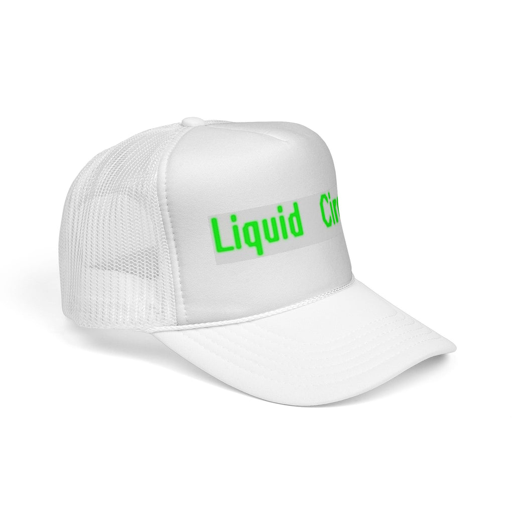 Liquid Circuit Trucker Cap — Neon Green Retro Tech Mesh Hat
