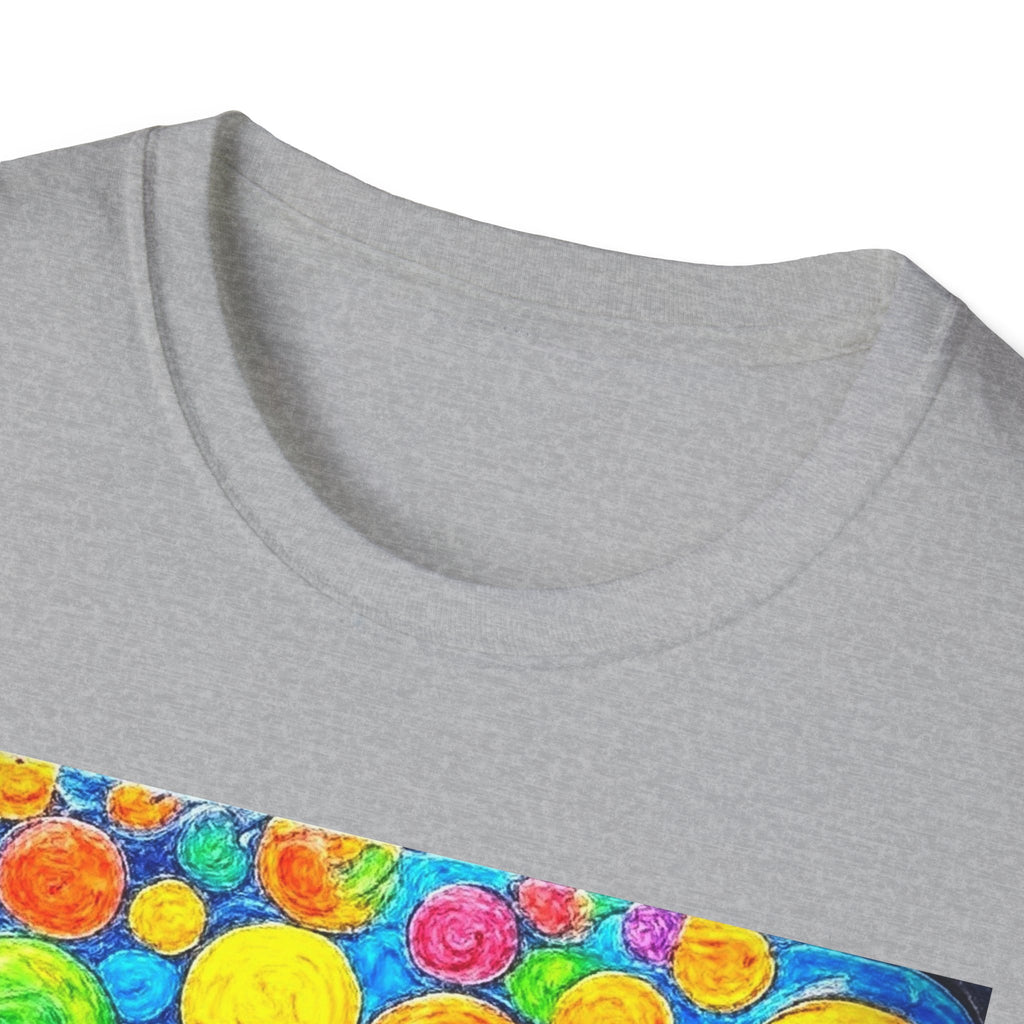 Colorful Bubble Pattern T-Shirt — Vibrant Candy Dot Graphic Tee