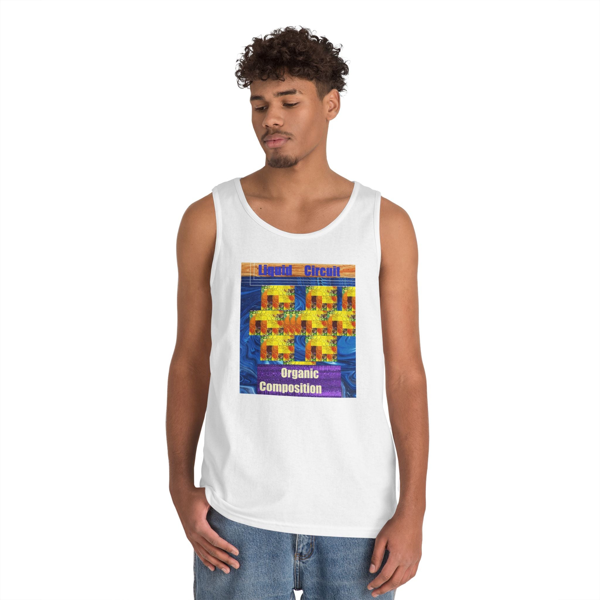 Organic Composition Tank Top — Vintage Psychedelic 'Liquid Circuit' Graphic