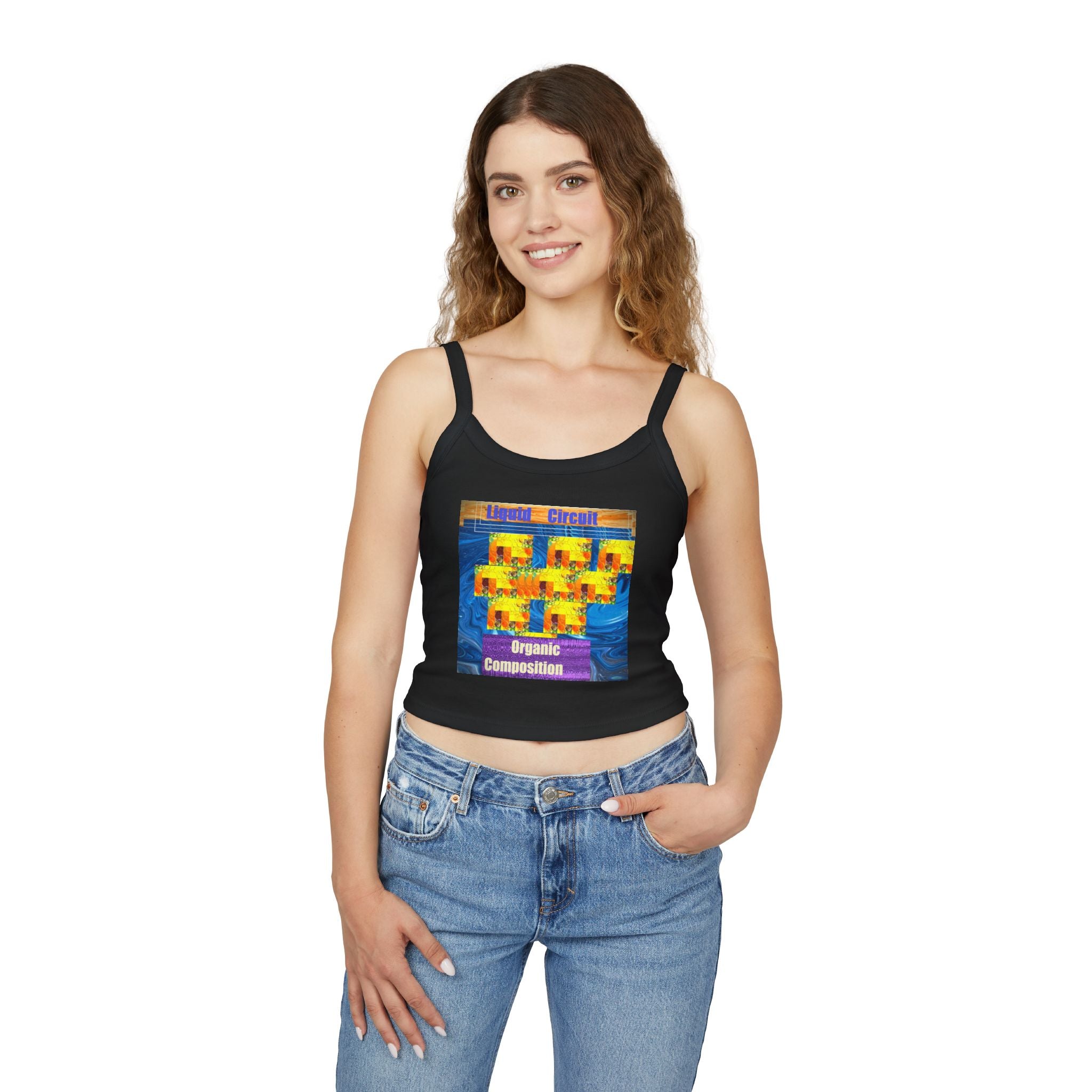 Spaghetti Tank Top — "Liquid Circuit" Organic Composition Graphic