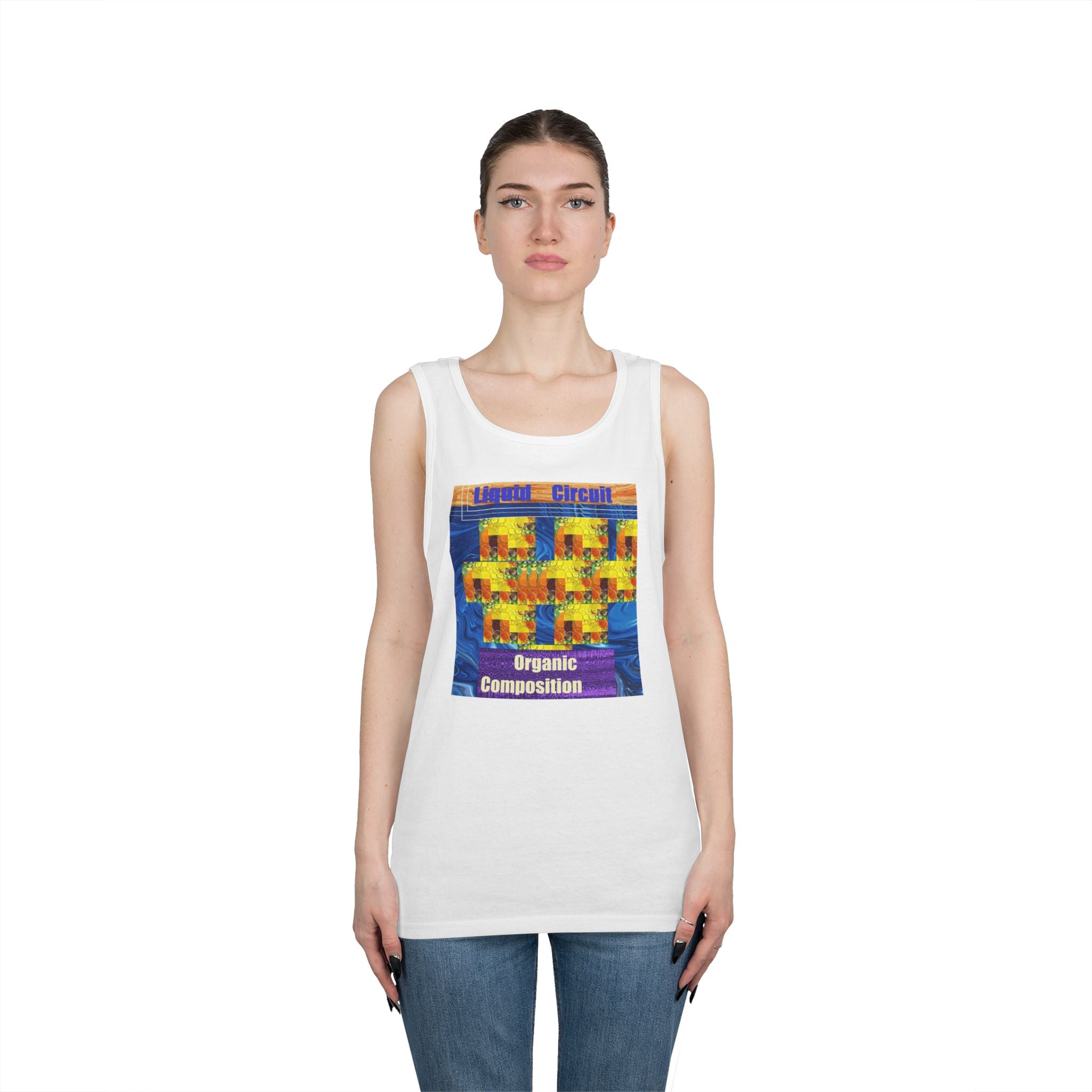Organic Composition Tank Top — Vintage Psychedelic 'Liquid Circuit' Graphic
