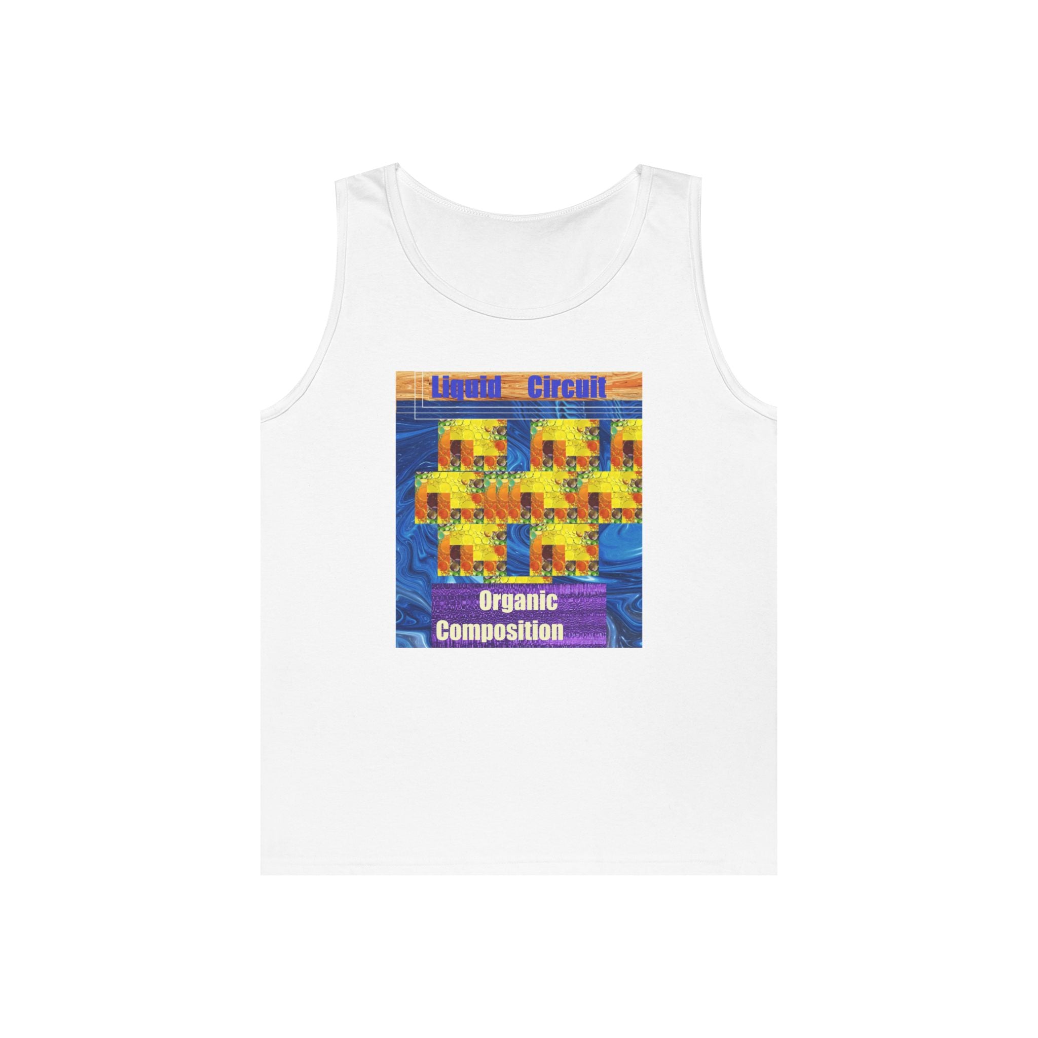 Organic Composition Tank Top — Vintage Psychedelic 'Liquid Circuit' Graphic
