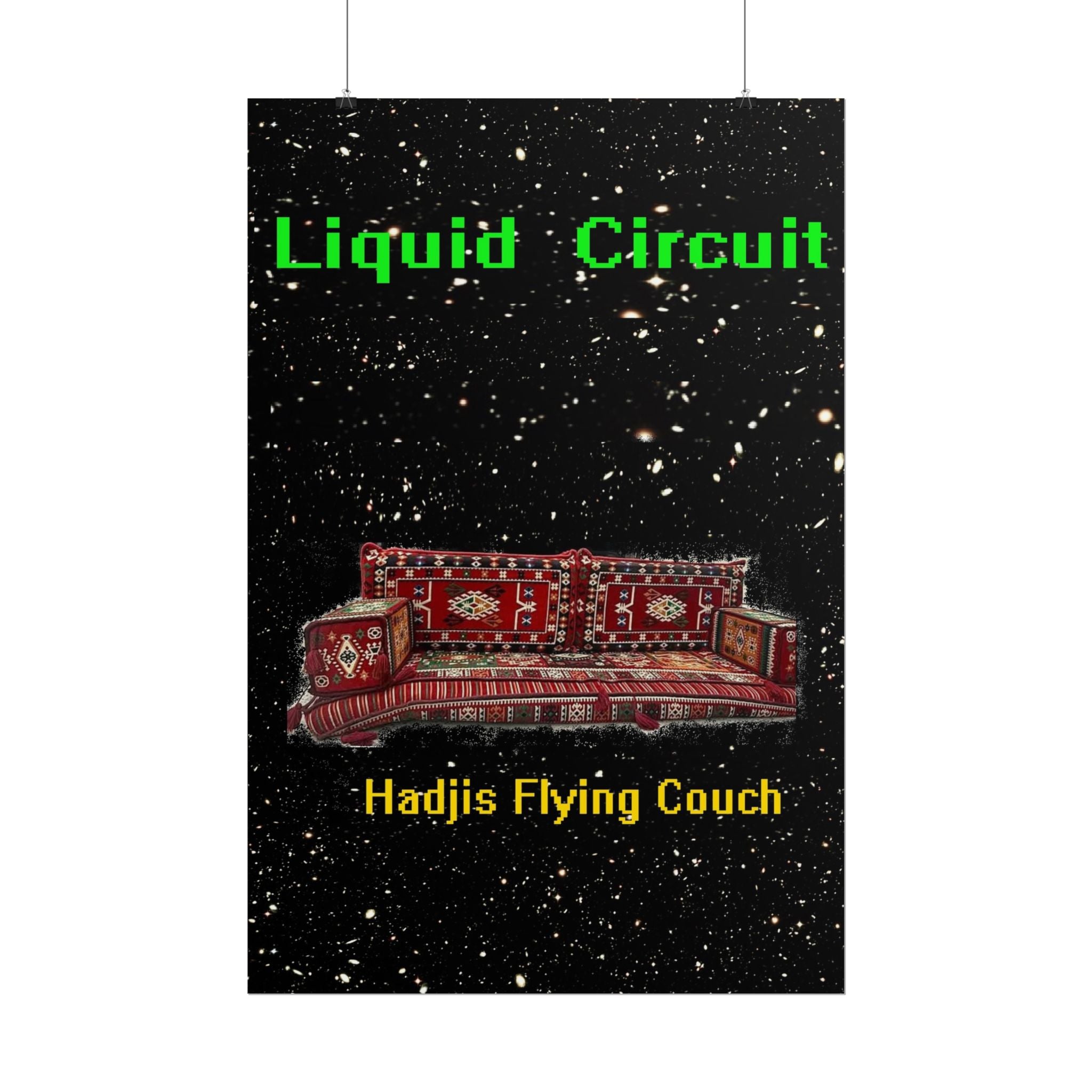 Rolled Poster — "Liquid Circuit: Hadjis Flying Couch" Space Art Print